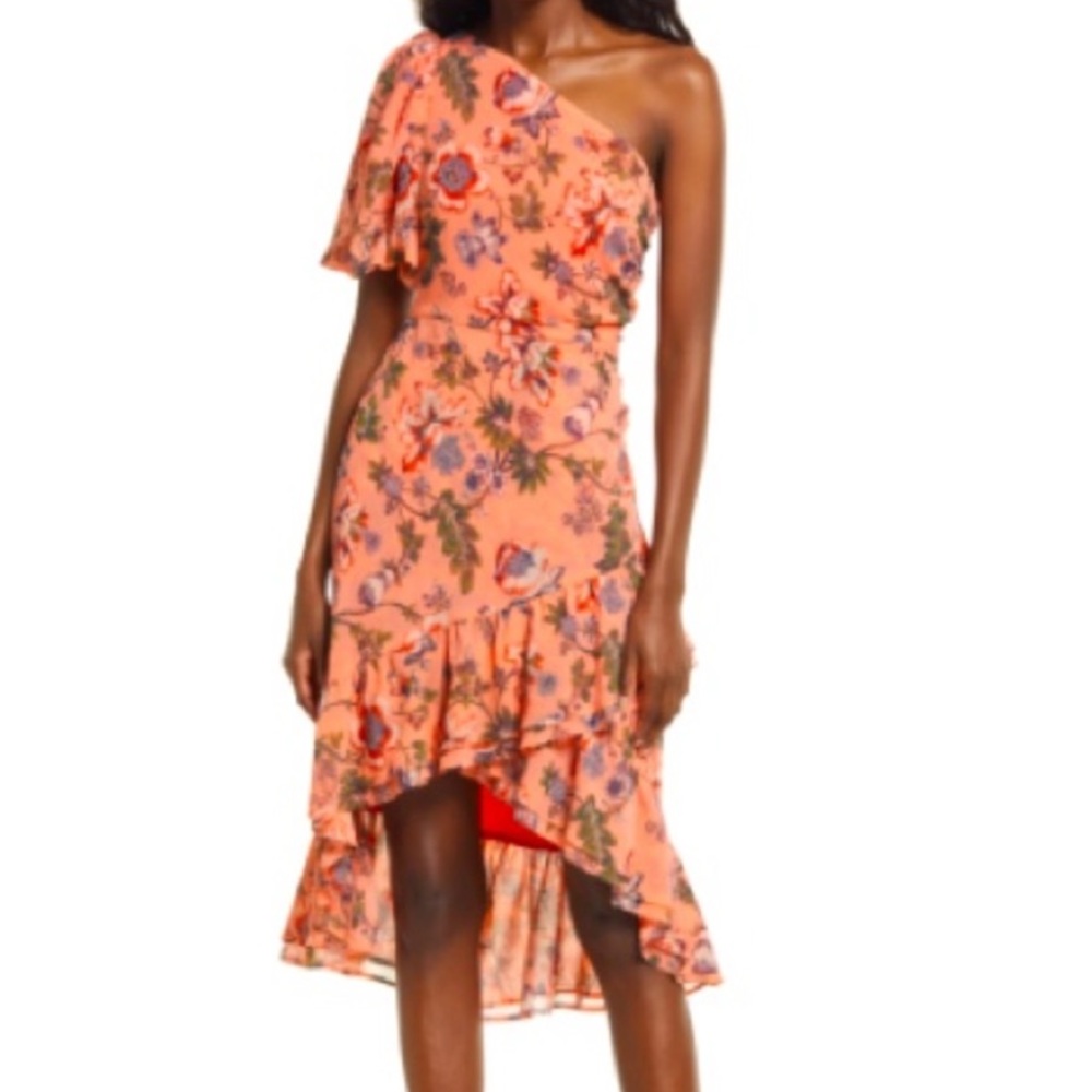 Chelsea28 One-Shoulder Floral High-Low Dress